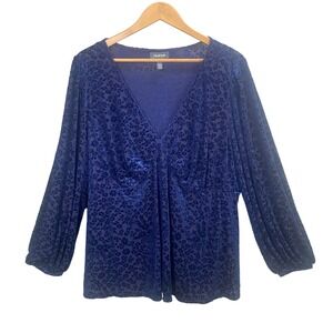 ModCloth Babydoll Top Womens‎ 2X Floral Velvet Burnout Dark Romantic Boho Chic